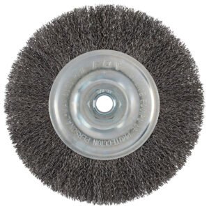 Carda circular ondulada alambre delgado 6" x 0.30 con rosca 5/8" Foy