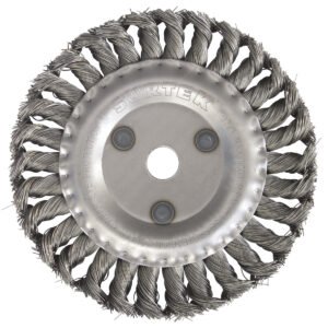 Carda circular trenzada alambre grueso 4" x 0.50 mm con rosca M14 Surtek