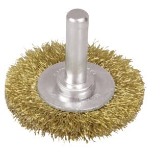 Carda circular ondulada alambre delgado 4" x 0.30 mm con zanco 1/4" Surtek