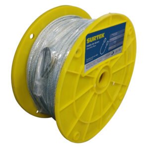 Cable de acero con guardacabo recubrimiento PVC negro 3/16" x 76 m construcción de 7 x 19 Surtek
