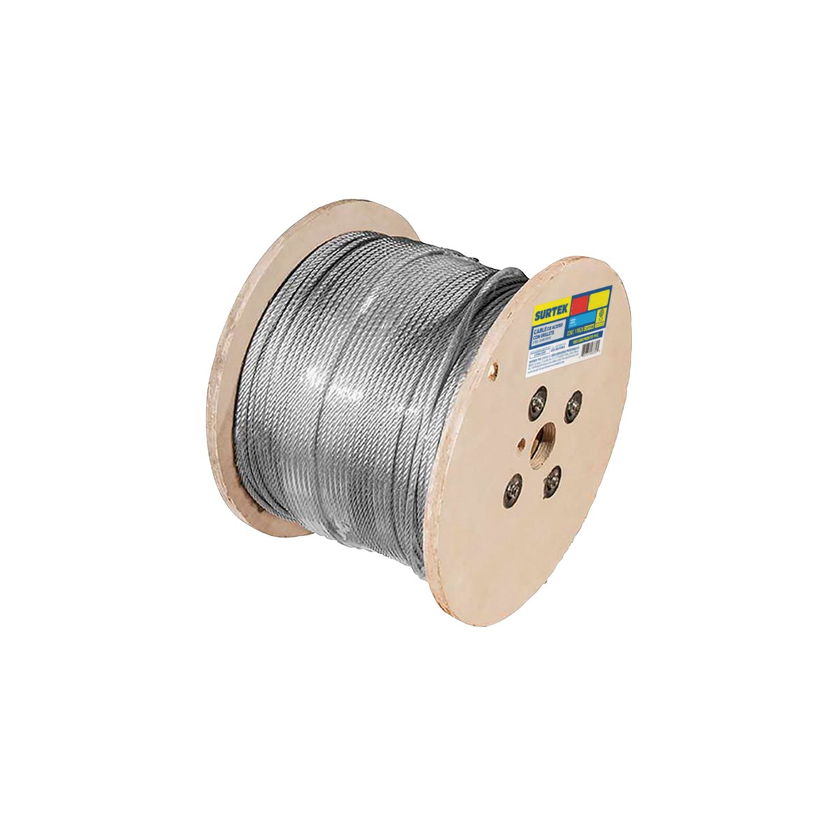 Cable de acero con grillete recubrimiento PVC negro 7 x 19 hilos, 1/8" x 300 m Surtek