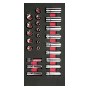 Juego de dados cortos y largos cuadro de 3/8" métricos 24 piezas, CH107-C Urrea