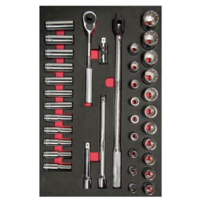 Juego de dados cortos,largos y accesorios cuadro de 1/2" métricos 37 piezas, CH311-C Urrea