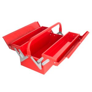 Caja portaherramientas metálica tipo acordeón roja 7" x 16" x 6" Urrea