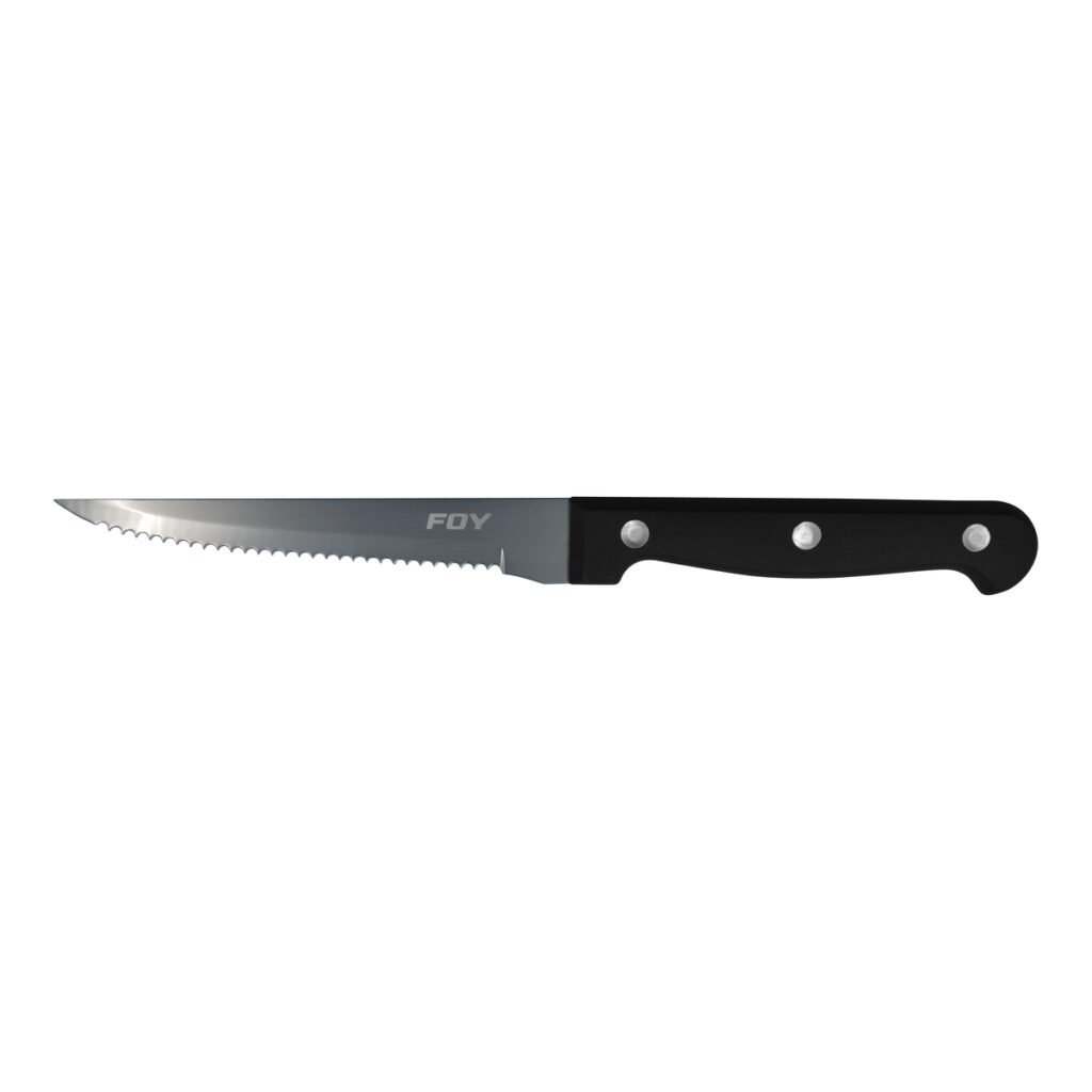 12 Pza Cuchillo de acero inoxidable para asado con mango de plástico de 5" Foy