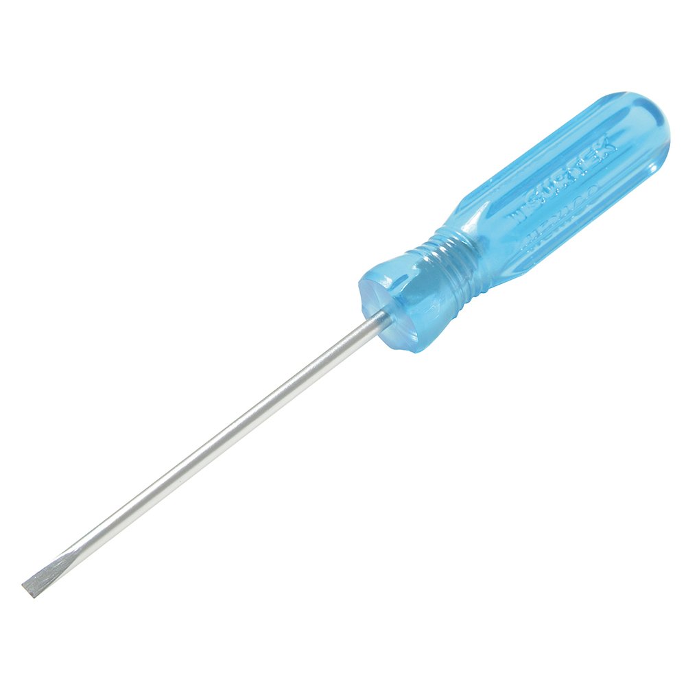 6 Pza Destornillador con mango azul, tipo miniatura punta cabinet 1/8" x 2-1/2" Surtek