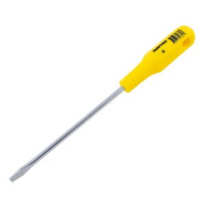 6 Pza Destornillador con mango amarillo, punta plana barra redonda 5/16" x 8" Surtek