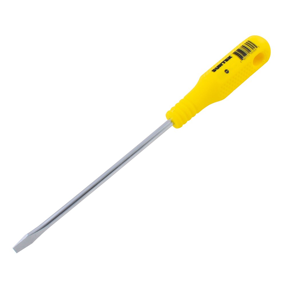 6 Pza Destornillador con mango amarillo, punta plana barra redonda 5/16" x 8" Surtek