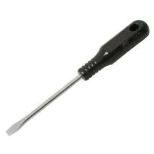 6 Pza Destornillador con mango negro, punta plana barra redonda 3/16" x 4" Foy