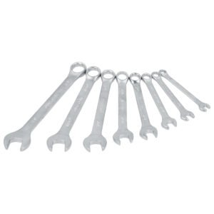 Juego de llaves combinadas satinadas métricas, 12 puntas, 8 piezas en rack Surtek