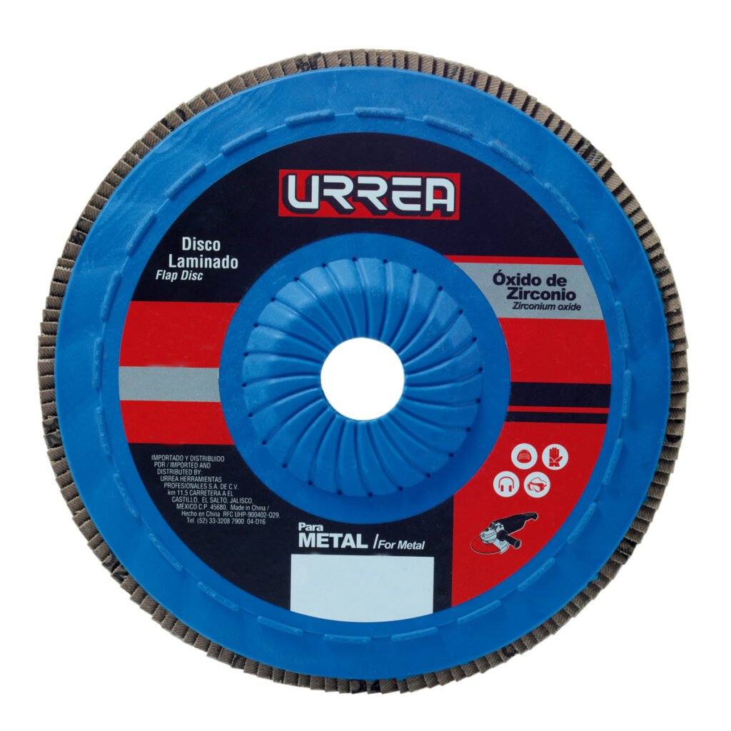 5 Pza Disco laminado tipo 27 grano 120 con respaldo plástico, 7" Urrea