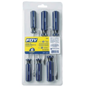 6 Pza Juego de destornilladores con mango de PVC combinados, 6 piezas en blíster Foy