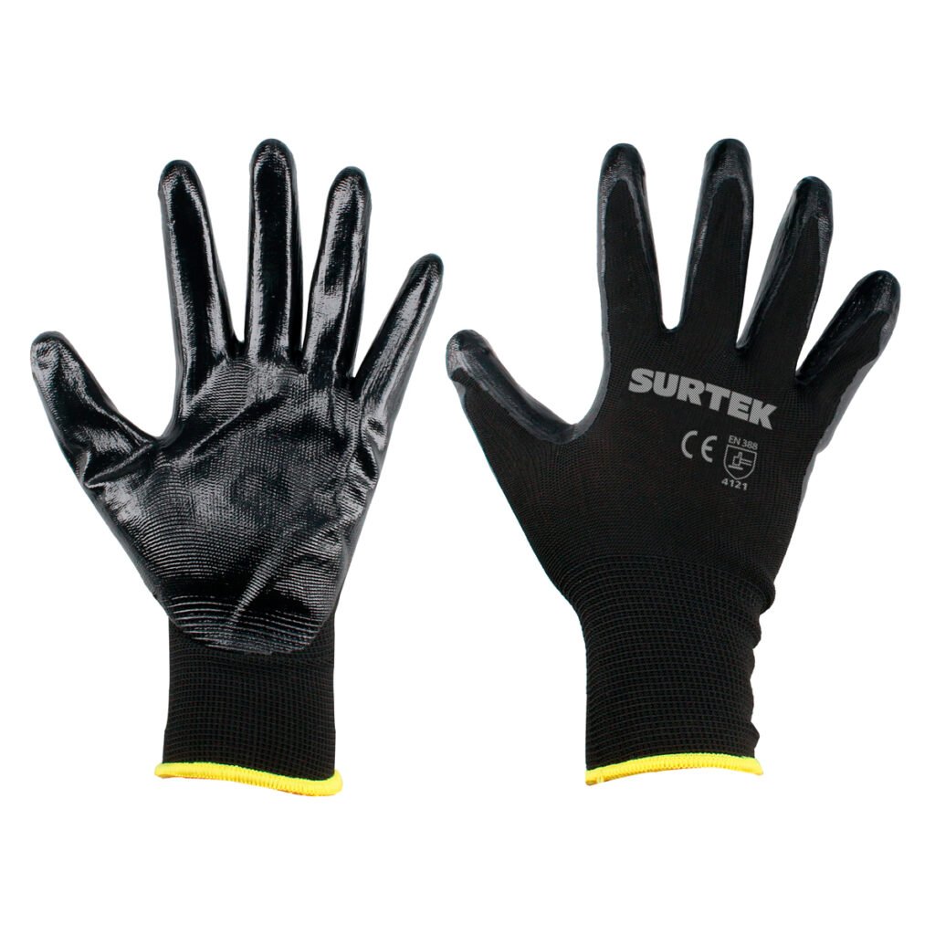 6 Pza Guantes de nailon con recubrimiento de nitrilo G Surtek