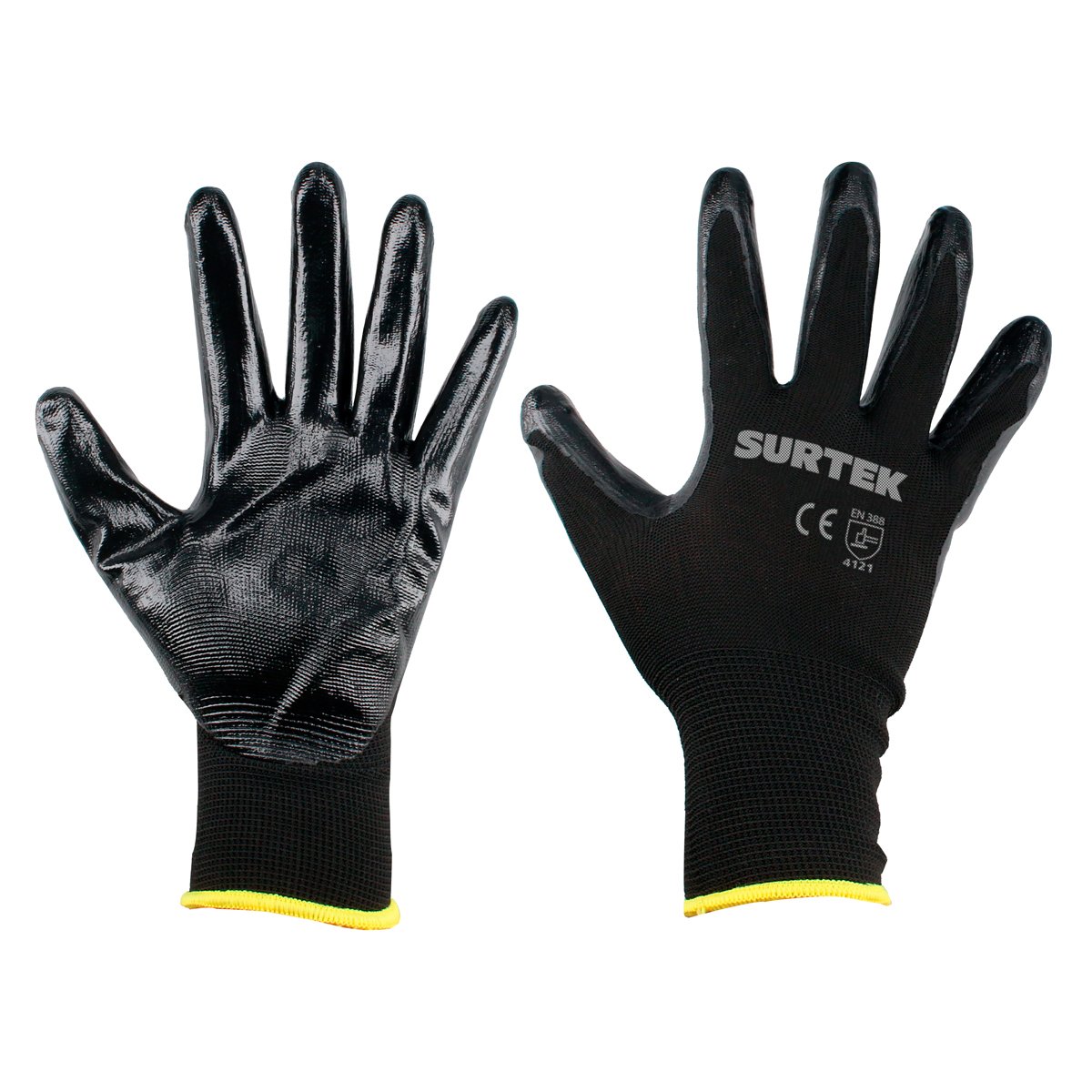 6 Pza Guantes de nailon con recubrimiento de nitrilo G Surtek