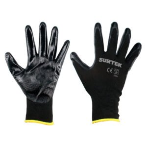 6 Pza Guantes de nailon con recubrimiento de nitrilo M Surtek