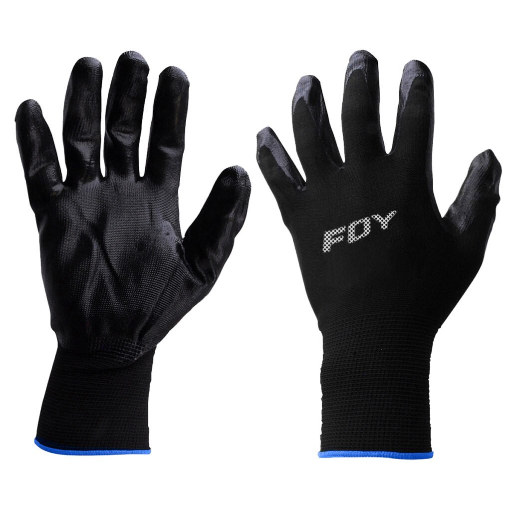 6 Pza Guantes de nailon con recubrimiento de nitrilo M Foy