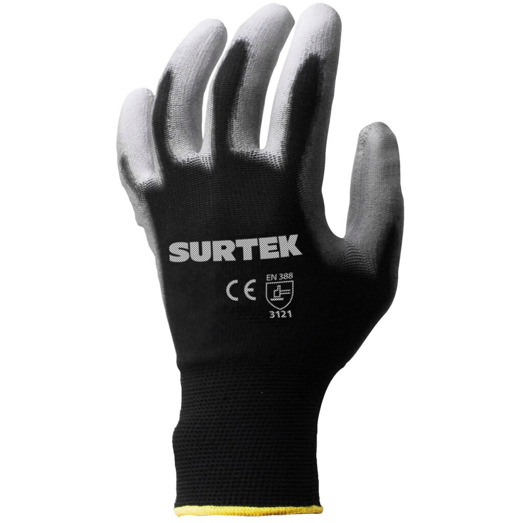 6 Pza Guantes de nailon con recubrimiento de poliuretano M Surtek