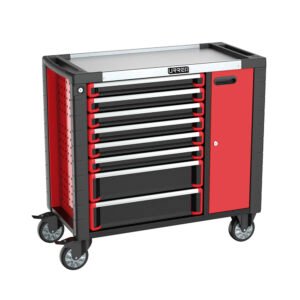 Gabinete móvil 8 gavetas color rojo y negro serie HD 38" Urrea