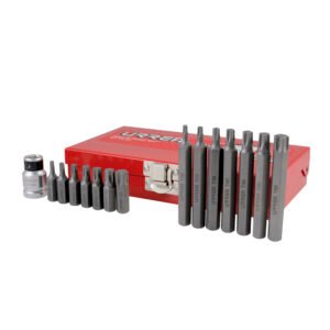 Juego de puntas Torx hexágono de 3/8" con adaptador, 15 piezas en caja metalica Urrea