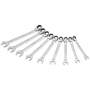 Juego de llaves combinadas pulido espejo de matraca spline rev en pulg,9 pz en caja plást Urrea
