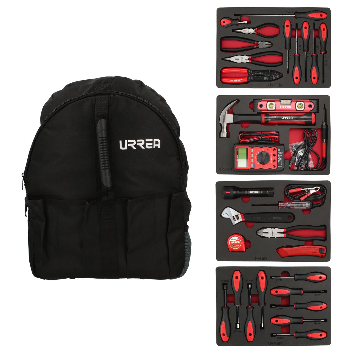 Juego combinado de herramientas para eléctrico 31 piezas, con mochila Urrea