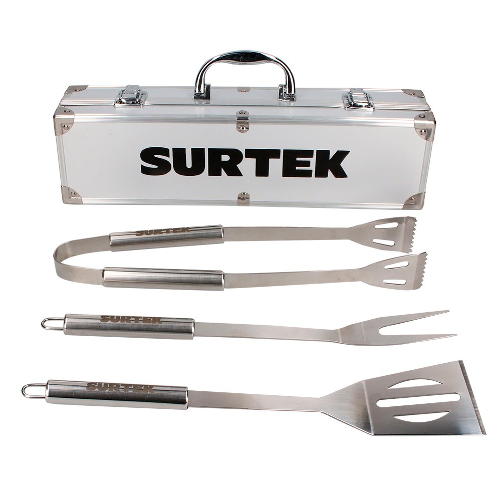 Kit de asado con estuche, mandil, guante y 3 utensilios Surtek