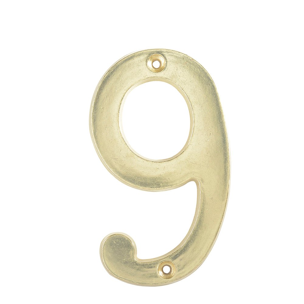 5 Pza Número 9 slim 4" latón brillante Lock