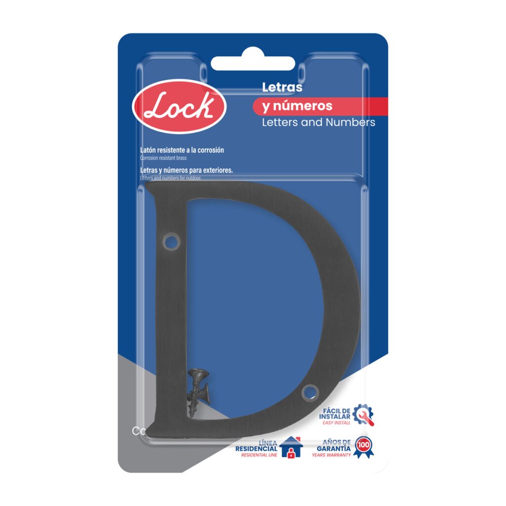 5 Pza Letra D slim 4" negro Lock
