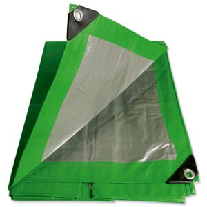 Lona de polietileno color verde con fondo plata, 3.65 x 4.87 m Foy