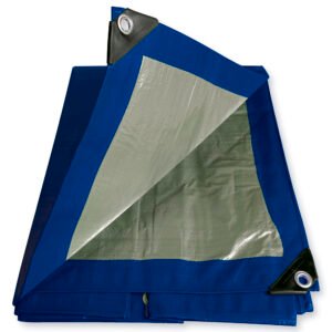 Lona de polietileno color azul con fondo plata, 6.09 x 12.19 m Foy