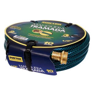 Manguera para jardĂn tramada verde con conector metálico 1/2", 20 m Surtek