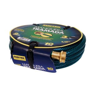 Manguera para jardĂn tramada verde con conector metálico 1/2", 25 m Surtek
