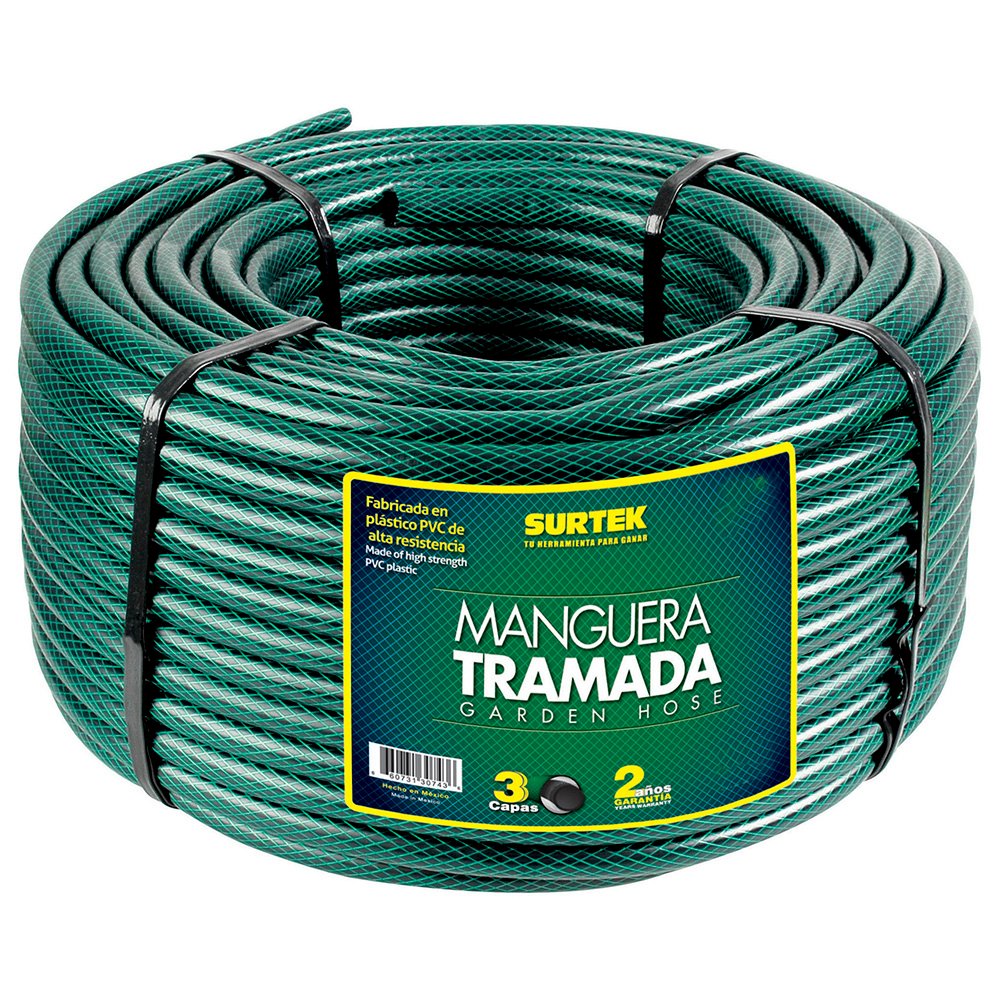 Manguera para jardín tramada verde en rollo 1", 100 m Surtek