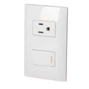 Placa 1 Switch 1 contacto 1/3, línea Americana, color plata Surtek