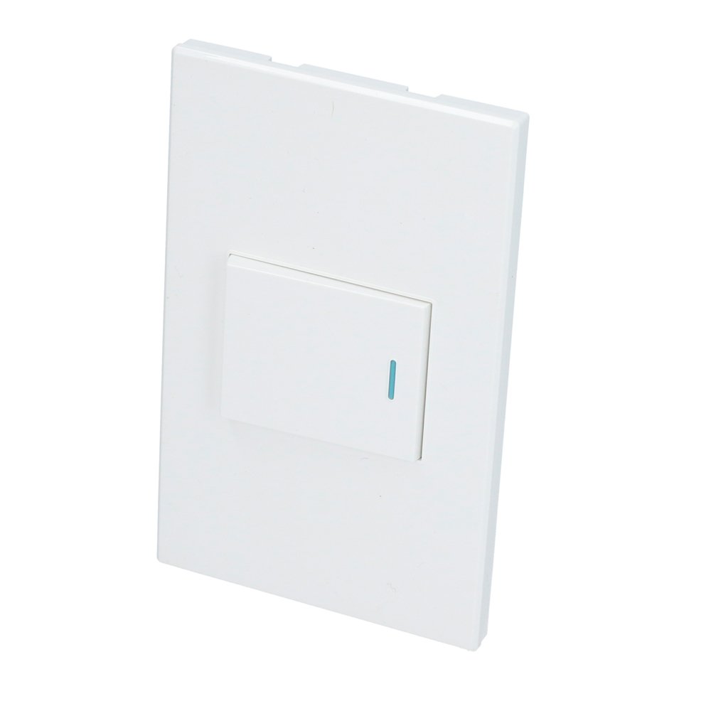 10 Pza Placa 1 Interruptor 1/2, 3 vias, línea Premium, color blanco Surtek
