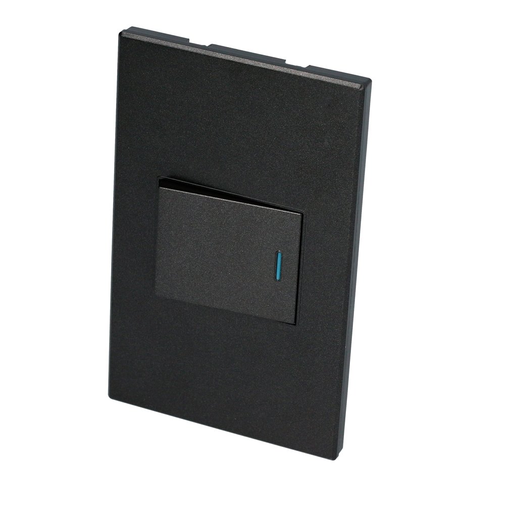 10 Pza Placa 1 Interruptor 1/2, 3 vias, línea Premium, color negro Surtek