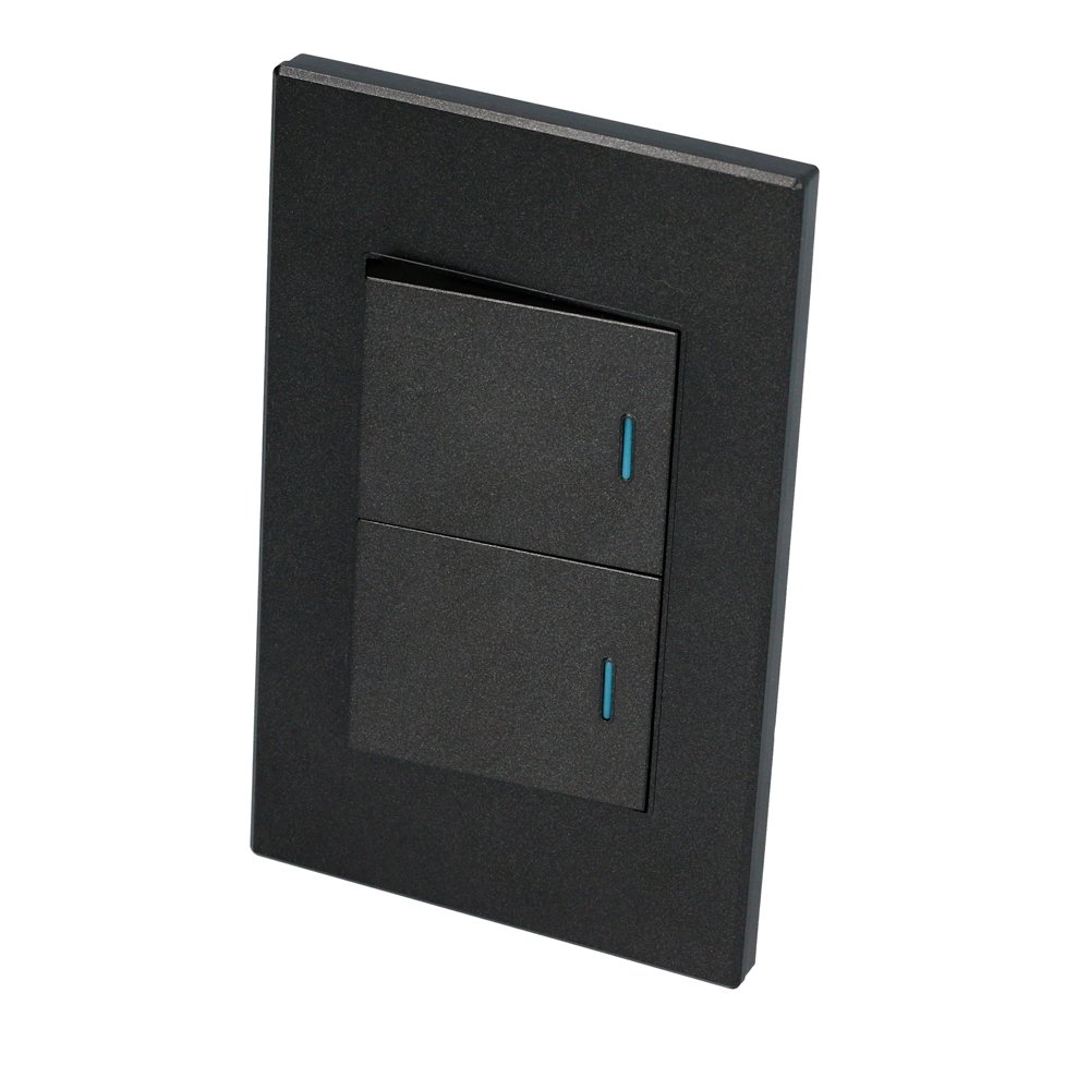 10 Pza Placa 2 Interruptor 1/2, línea Premium, color negro Surtek