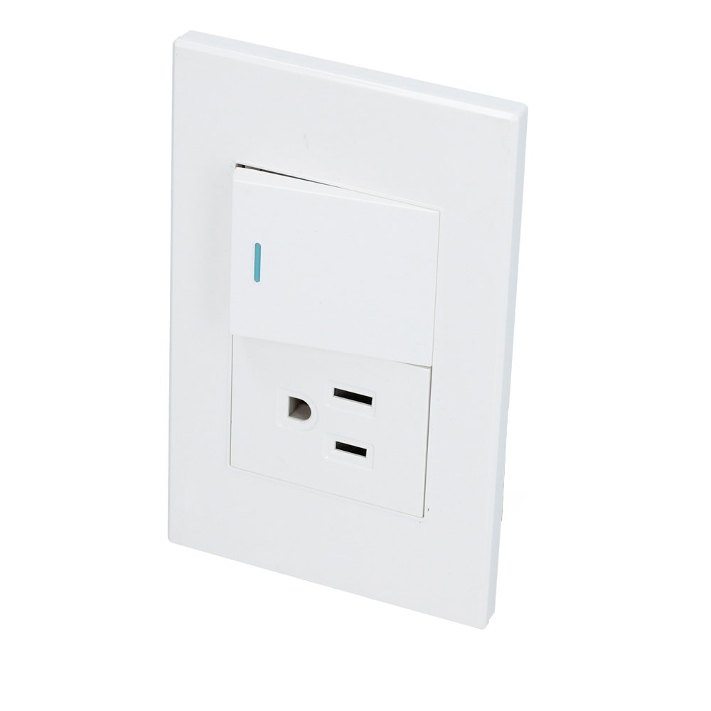 10 Pza Placa 1 Interruptor 1 contacto 1/2, línea Premium, color blanco Surtek