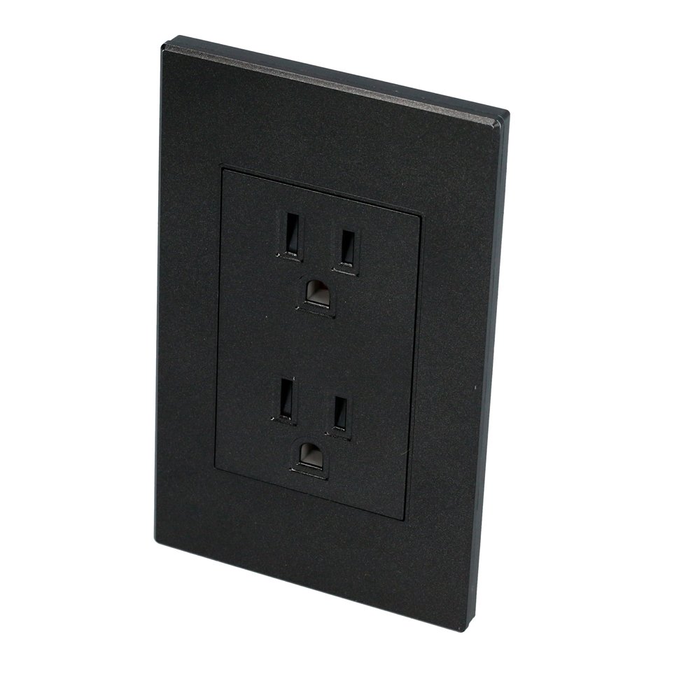 10 Pza Placa contacto dúplex 1/1, línea Premium, color negro Surtek