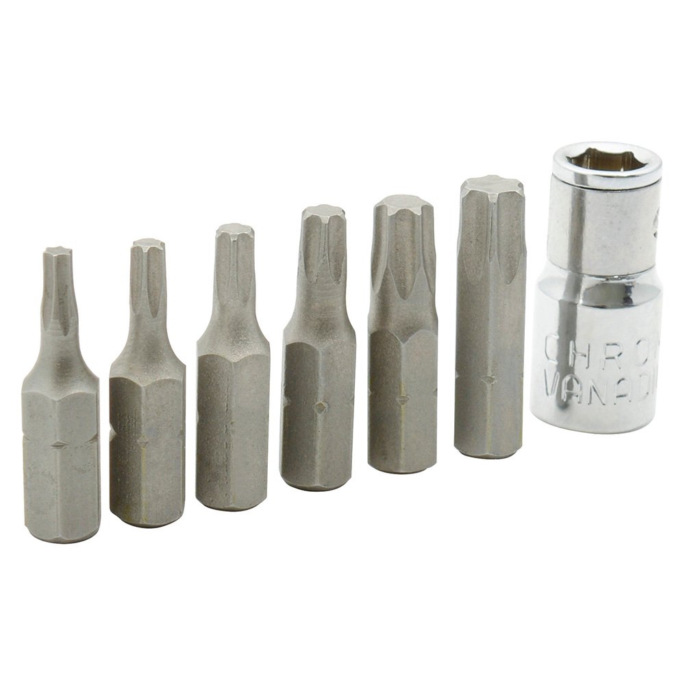 6 Pza Juego de puntas Torx hexágono de 1/4" con adaptador, 7 piezas en blíster Surtek