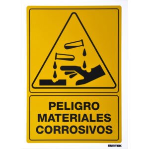3 Pza Señal "Peligro materiales corrosivos" Surtek