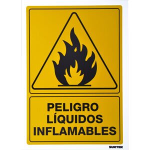 3 Pza Señal "Peligro líquidos inflamables" Surtek