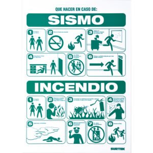 3 Pza Señal "Sismo/incendio" Surtek