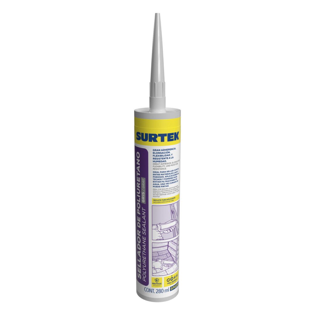 6 Pza Sellador de poliuretano gris 280 ml Surtek