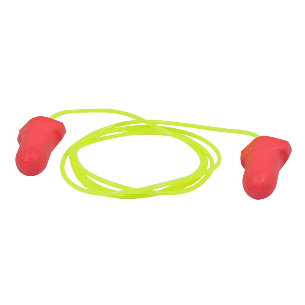 100 Pza Tapones para oídos desechables de alta visibilidad color rojo SNR 32 dB Urrea