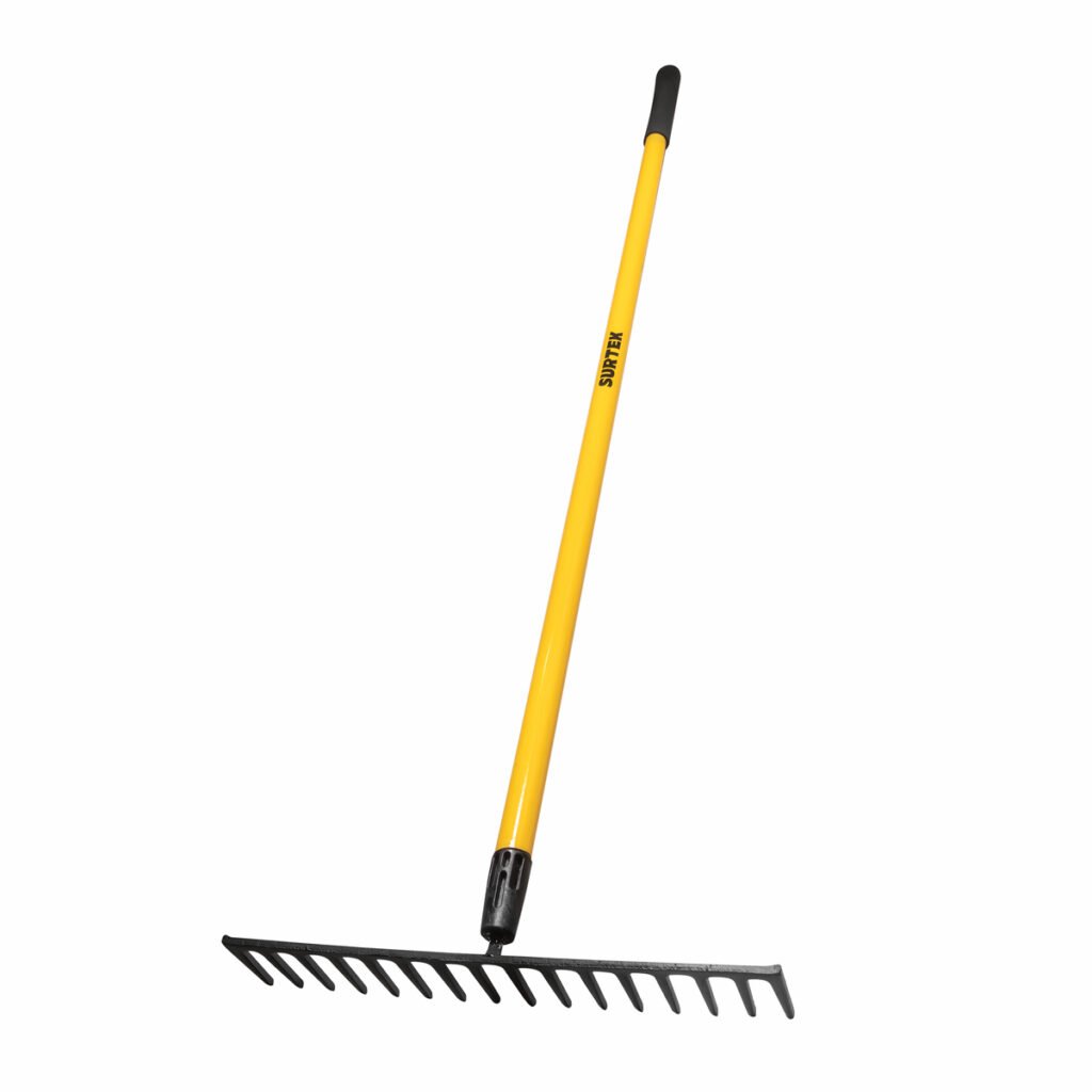 3 Pza Rastrillo recto para asfalto con mango de fibra de vidrio 60", 16 dientes Surtek